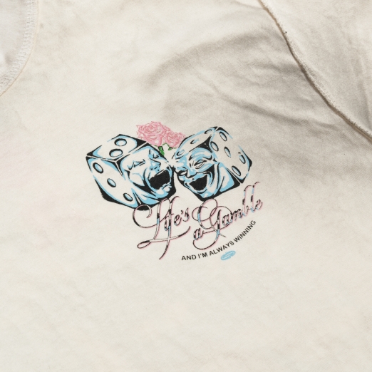 LIFE IS A GAMBLE WASHED TEE IN CREAM