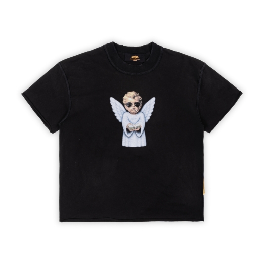 LONELY ANGEL WASHED TEE IN BLACK
