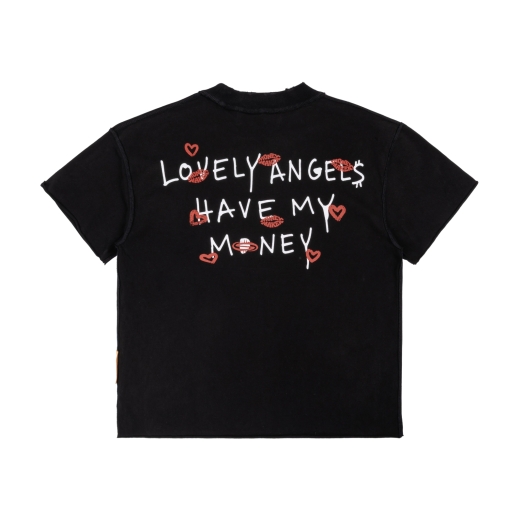 LONELY ANGEL WASHED TEE IN BLACK
