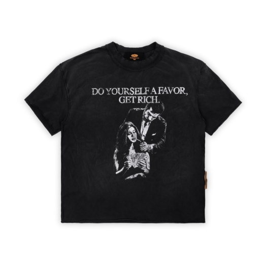 GET RICH WASHED TEE IN BLACK