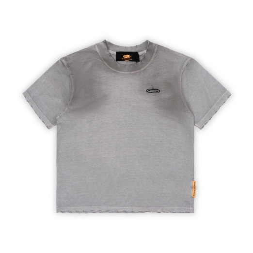 LOGO ESSENTIALS TEE IN WASHED GREY