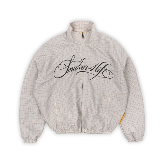 $MAKER4LIFE CHECKERED NYLON JACKET IN CREAM