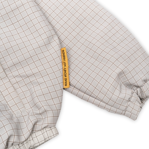 $MAKER4LIFE CHECKERED NYLON JACKET IN CREAM