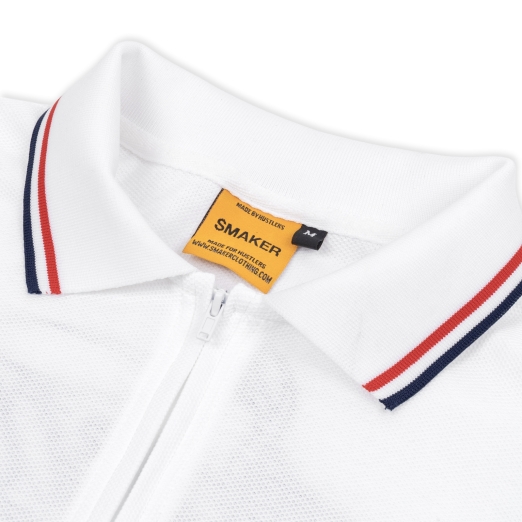 LOGO ZIP POLO IN WHITE