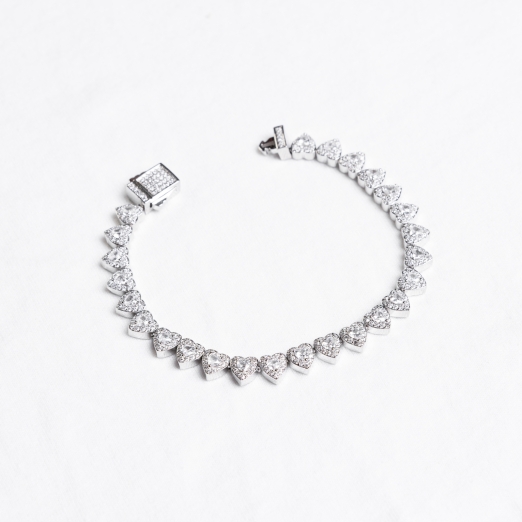 HEARTS LINK ICED OUT BRACELET