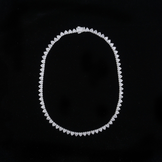 HEARTS LINK ICED OUT NECKLACE