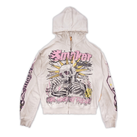 WORLDWIDE WASHED HOODIE IN CREAM