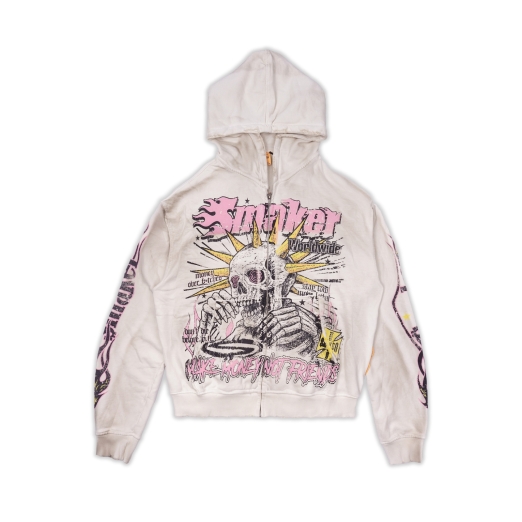 WORLDWIDE WASHED HOODIE IN CREAM