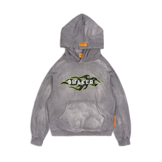 TRIBAL LOGO WASHED HOODIE IN GREY