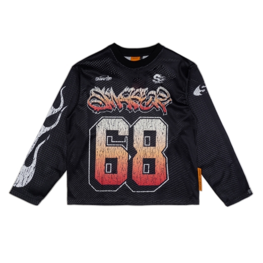 68 MESH LONG SLEEVE TEE IN BLACK