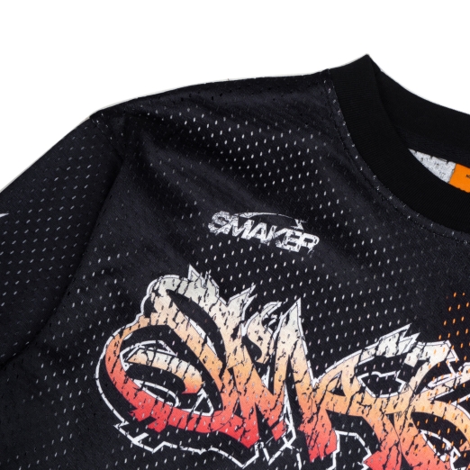 68 MESH LONG SLEEVE TEE IN BLACK