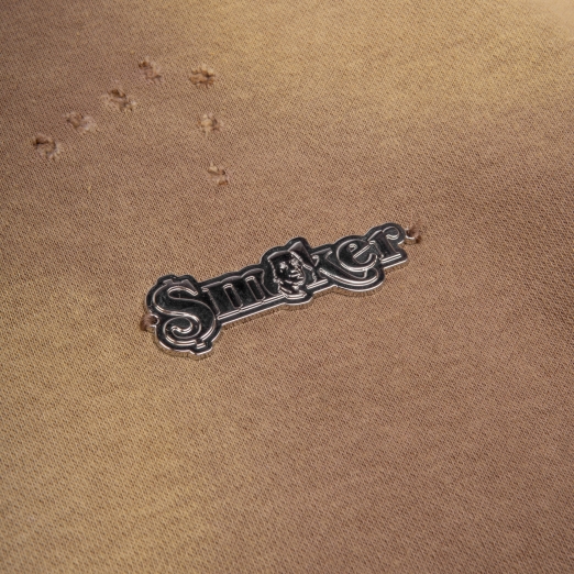 METAL LOGO WASHED HOODIE IN BROWN