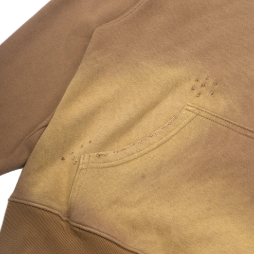 METAL LOGO WASHED HOODIE IN BROWN