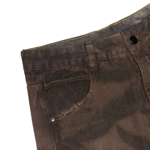 WRINKLE WASHED BAGGY JEANS IN BROWN