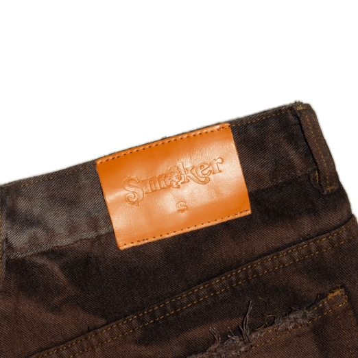 WRINKLE WASHED BAGGY JEANS IN BROWN