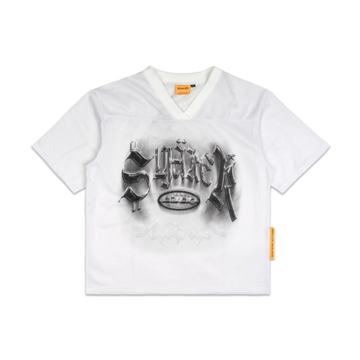 SMAKER STUDIO MESH V NECK TEE IN WHITE