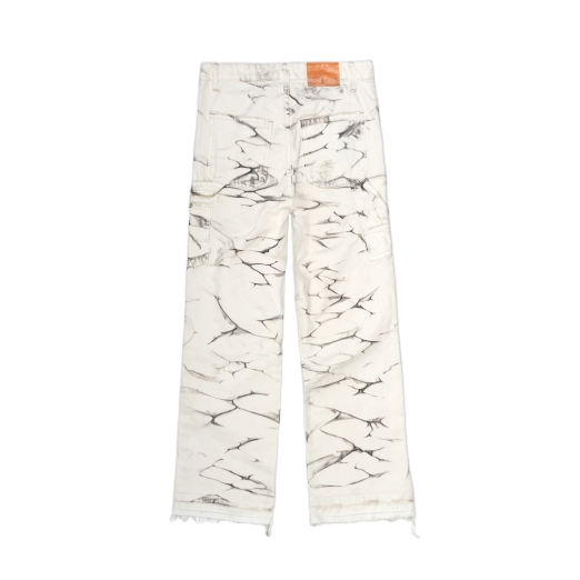 WAVY WASHES DOUBLE KNEES PANTS IN WHITE