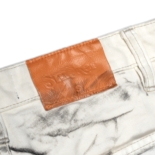 WAVY WASHES DOUBLE KNEES PANTS IN WHITE