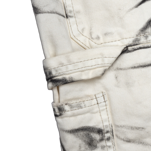 WAVY WASHES DOUBLE KNEES PANTS IN WHITE