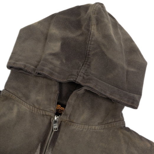 NEW LOGO WASHED ZIP HOODIE IN BROWN