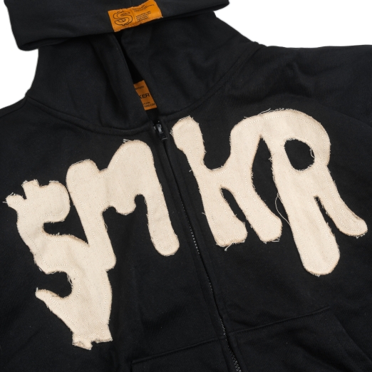 SMKR ZIP HOODIE IN BLACK