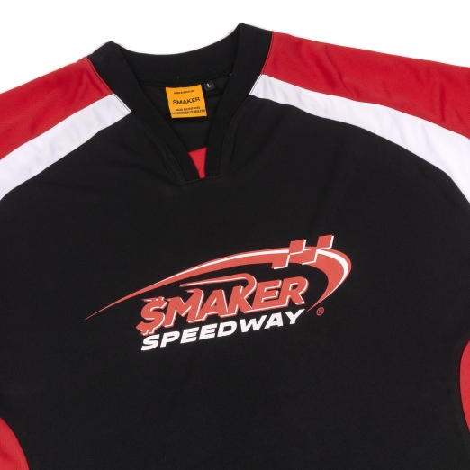 $MAKER SPEEDWAY SOCCER JERSEY IN BLACK/RED