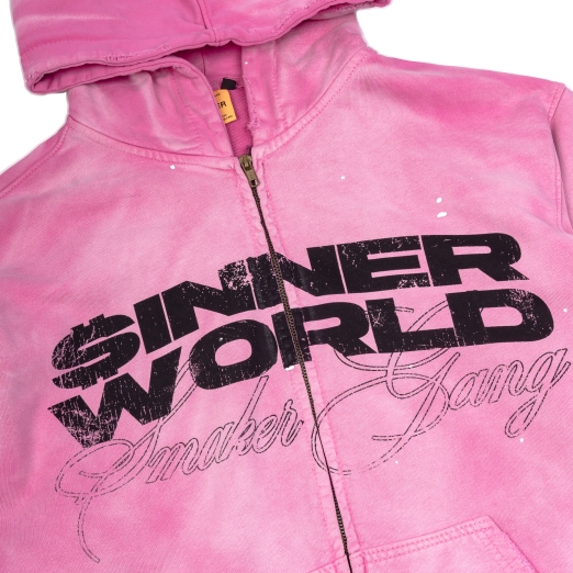 $INNER WORLD WASHED HOODIE IN PINK