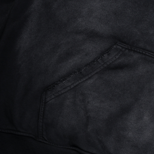 LOGO STRIPES WASHED HOODIE IN BLACK