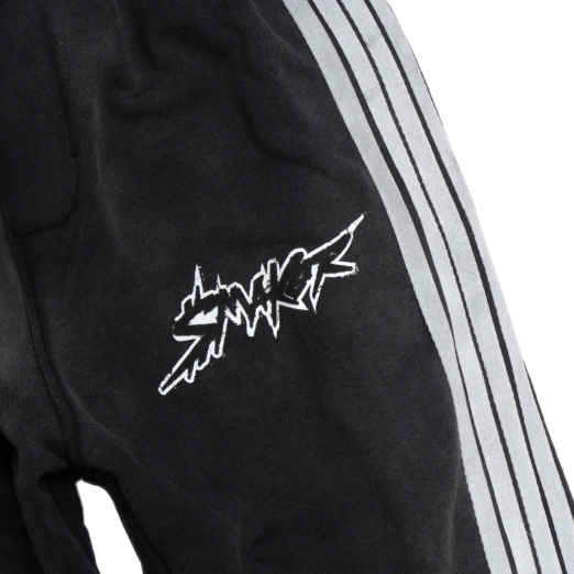 LOGO STRIPES WASHED SWEAT PANTS IN BLACK