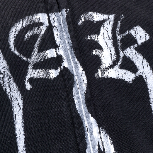 FLAME $MAKER WASHED ZIP HOODIE IN BLACK