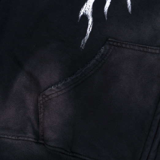 FLAME $MAKER WASHED ZIP HOODIE IN BLACK
