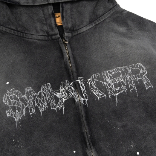 $MAKER WEB DOUBLE ZIPS WASHED HOODIE IN GREY