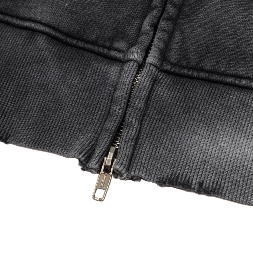 $MAKER WEB DOUBLE ZIPS WASHED HOODIE IN GREY