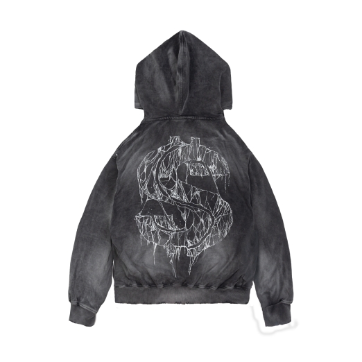 $MAKER WEB DOUBLE ZIPS WASHED HOODIE IN GREY