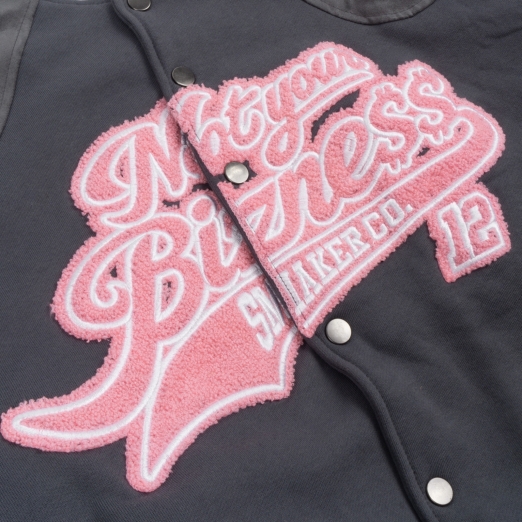 NOT YOUR BIZNESS BOMBER JACKET IN GREY