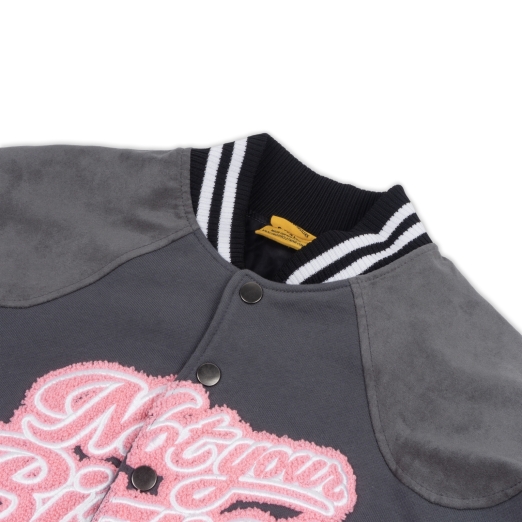 NOT YOUR BIZNESS BOMBER JACKET IN GREY