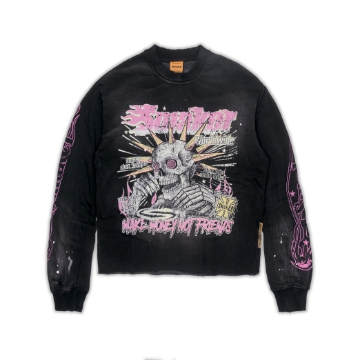 $MAKER WORLDWIDE WASHED SWEATER IN BLACK