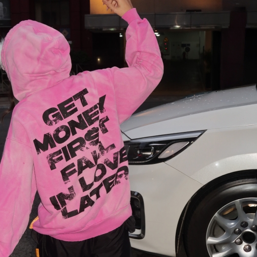 $INNER WORLD WASHED HOODIE IN PINK