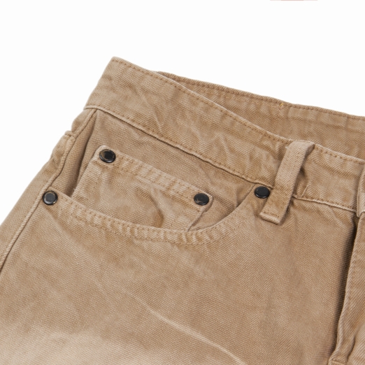 EMBOSSED LOGO WASHED DENIM SHORT IN TAN