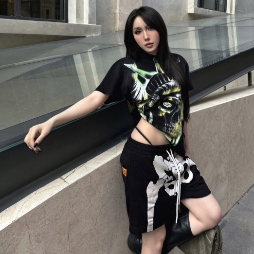 SKELETON MESH SHORTS IN BLACK