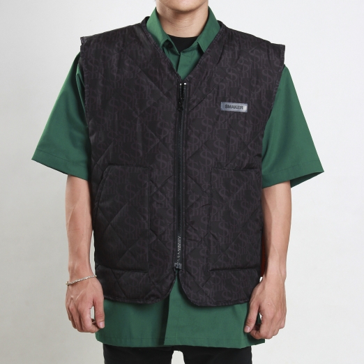 LOGO PUFFER VEST IN BLACK