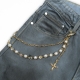 CROSS PEARL KEYCHAIN IN GOLD