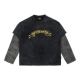 "FOR THOSE WHO RICH" LAYERED LONG SLEEVE WASHED TEE